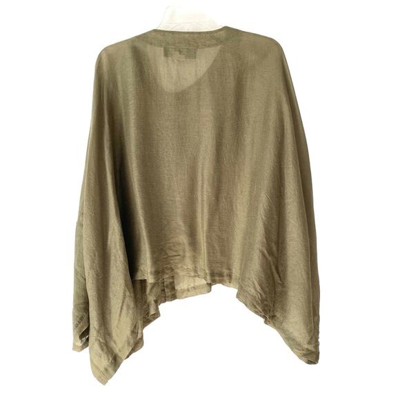 Shack Incorporated Olive Green Stripe Silk Oversized Flowy Blouse One Size Fits - Picture 4 of 6